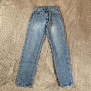 John Gault Wsomens Small Denim Jeans Blue Cow Print High Rise Tapered Leg Mom